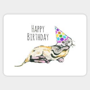 Happy Birthday Otter in Party Hat Sticker